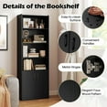thumbnail image 3 of Barara King 70Inch 6-Tier Bookshelf with Adjustable Shelves and 2-Door Cabinet, Bookcase Display Standing Shelf for Living Room, Bedroom, Office Room, Study Room, Black, 3 of 7