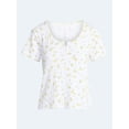 thumbnail image 5 of Joyspun Women’s Pointelle Knit Sleepwear Henley Tee with Short Sleeves, Sizes XS-3X, 5 of 5