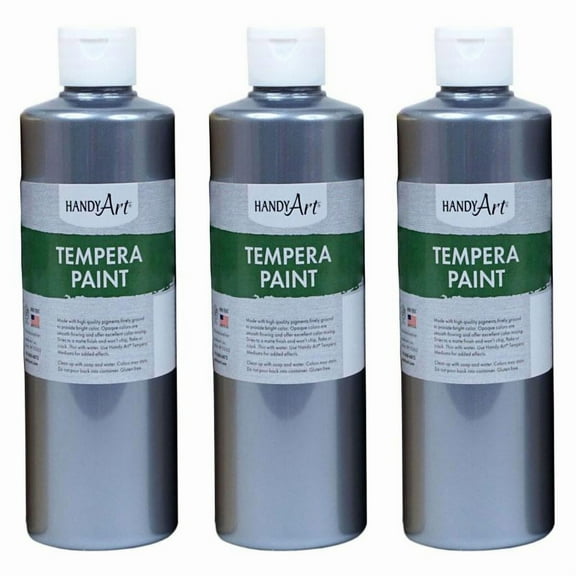 Rock Paint & Handy Art RPC231166-3 16 oz Metallic Silver Tempera Paint - 3 Each