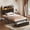 Black, variant on Casacomoda Twin Size Bed Frame with Storage Headboard, Metal Platform Bed Frame with Storage Drawer, Bed Frame with Charging Station & LED Light, No Box Spring Needed, Black