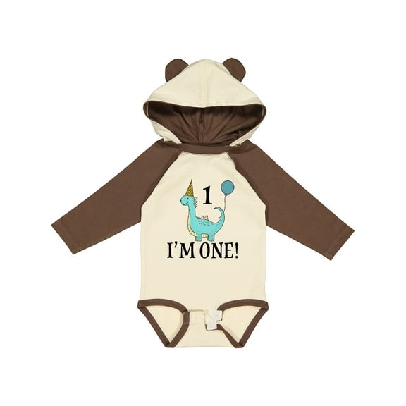 Inktastic First Birthday Dinosaur Party 1 Year Old Boys or Girls Long Sleeve Baby Bodysuit