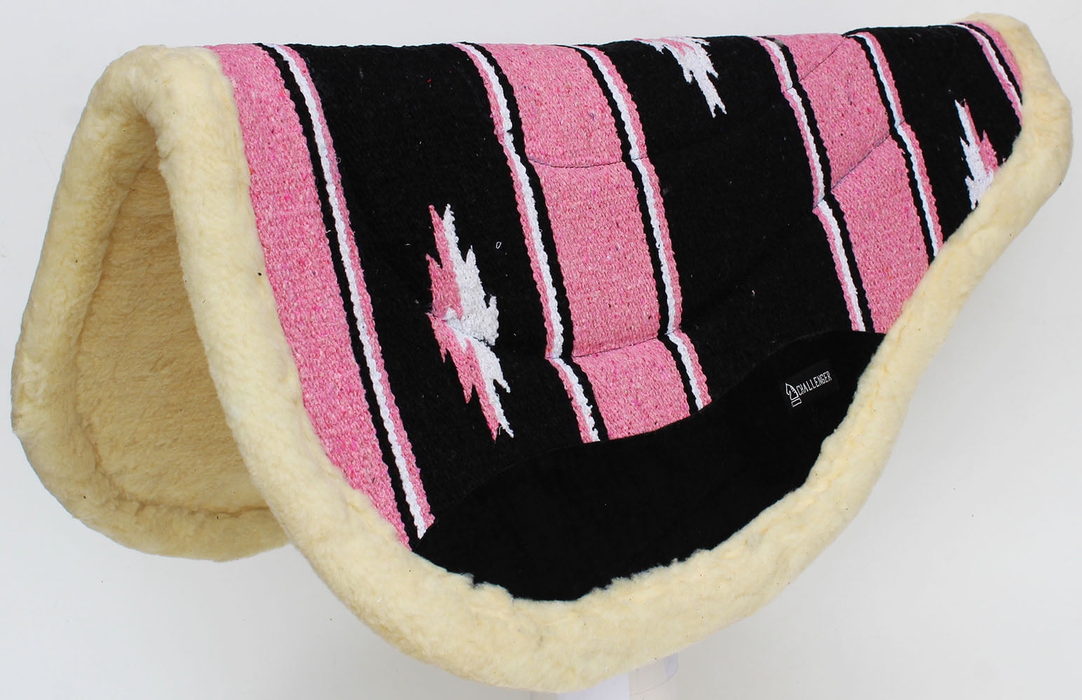 Cotton Western Horse SADDLE PAD 32x30 Round Wool Felt Fleece Back Pink