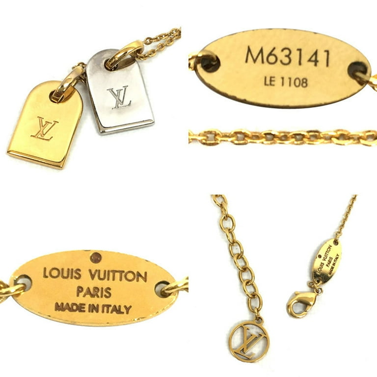 Authenticated Used Louis Vuitton LOUIS VUITTON Nano Gram Chua Name Tag  M63141 Necklace Pendant Gold x Silver 