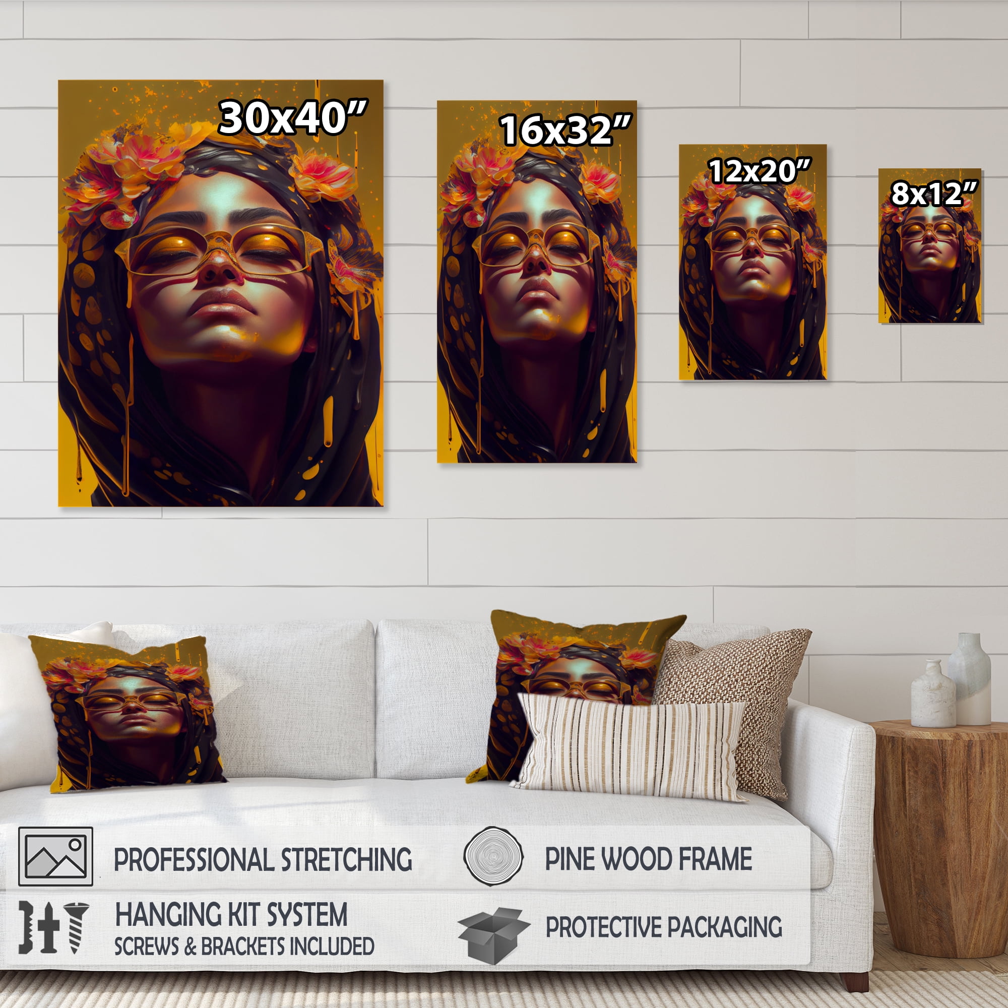 Designart Stylish Arabic Woman With Floral Hijab VII Canvas Wall Art
