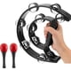 thumbnail image 1 of Pandereta de Doble Fila con 20 Pares de Cascabeles- Pandereta Musical Media Luna,Sonido Brillante,Mango Ergonómico para Adultos y Niños,Incluye un Par de Maracas (Negro), 1 of 3