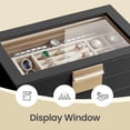 thumbnail image 5 of LEDREM 4-Layer Jewelry Box Organizer with Glass Lid, 3-Drawer Velvet Lined Storage for Rings Necklaces, Graphite Black and Gold, 5 of 8
