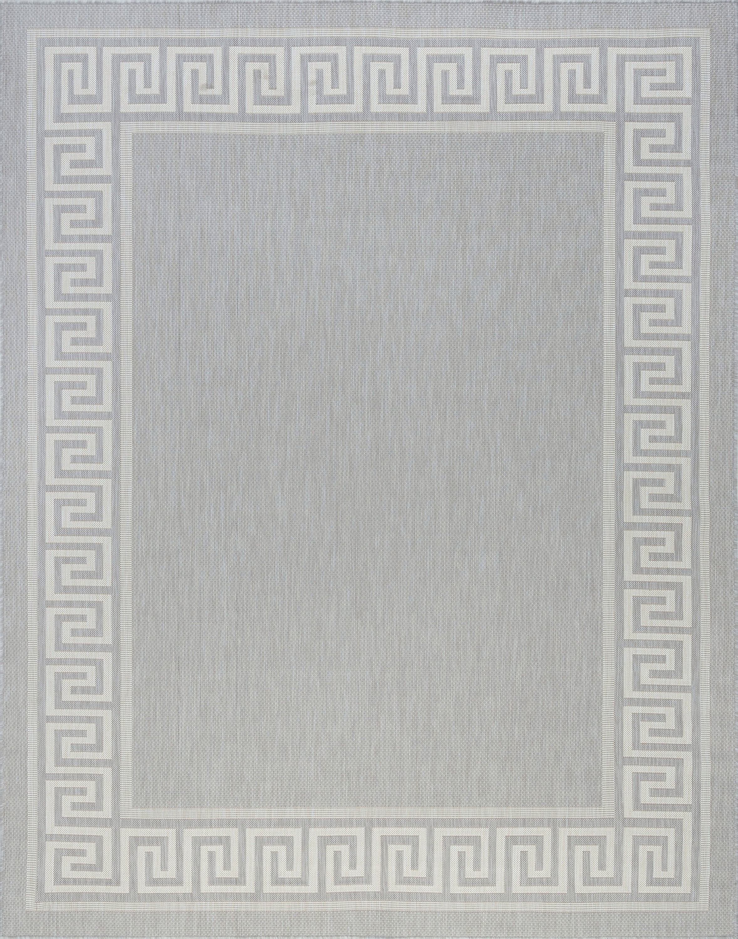 9x12 Water Resistant, Large Indoor Outdoor Rugs for Patios, Front Door Entry, Entryway, Deck, Porch, Balcony | Outside Area Rug for Patio | Gray, Greek Key | Size: 8'9'' x 12'2''