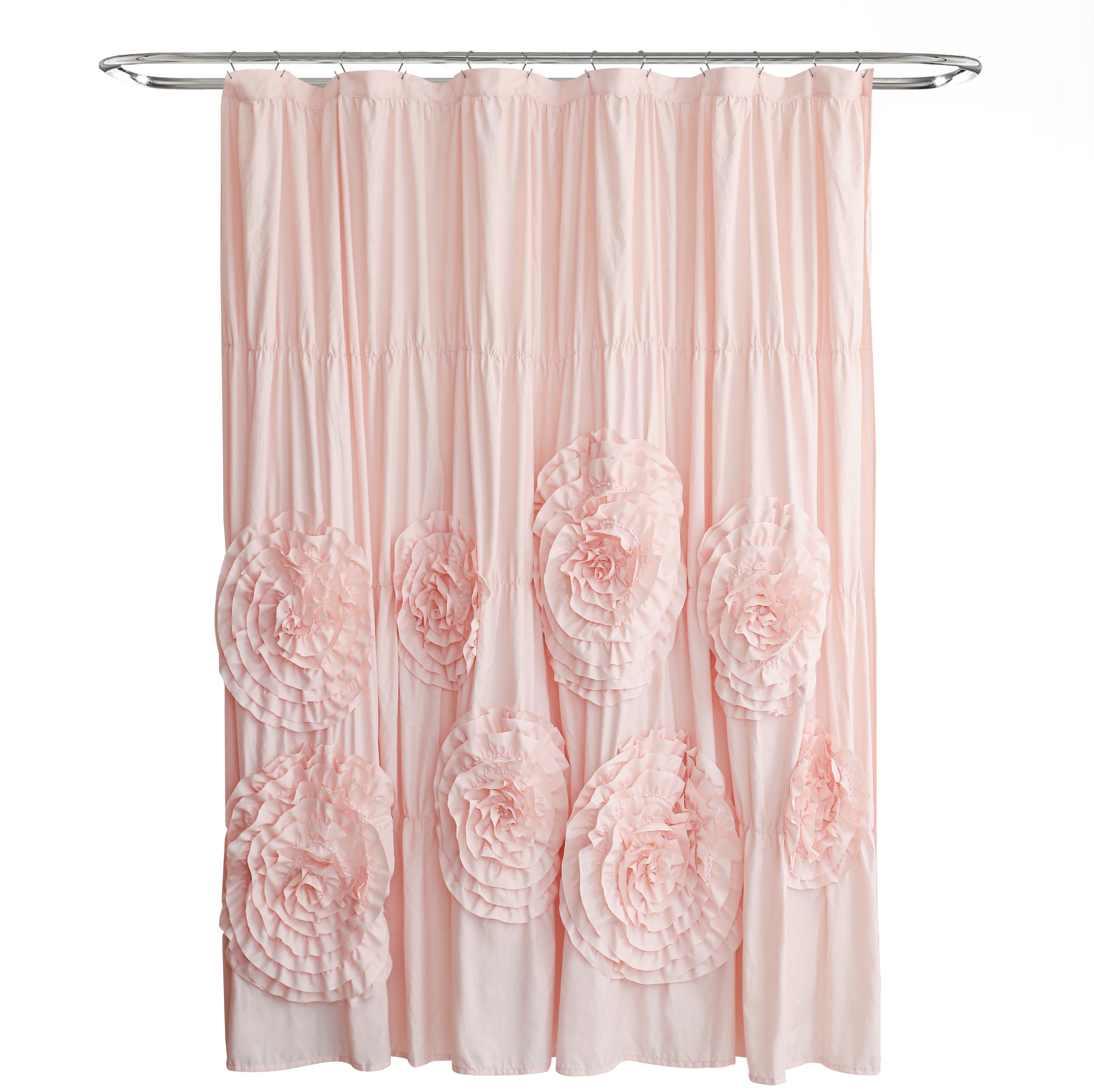 72x72 Inch 3D Ruffled Rose Shower Curtain - Cozy Peach Waterproof Bathroom Decor with Soft Textur