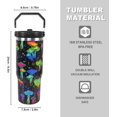 thumbnail image 3 of 30 oz Black Bottle Spill Proof Mushroom Tumbler with Top Handle and Straw Lid Stainless Steel Double Wall Insulated Tumbler Coffee Mug Gift for Women Men Travel Cup for Car, 3 of 6