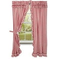 thumbnail image 2 of VHC Brands Annie Buffalo Check Cotton Farmhouse Curtains Rod Pocket Tie Back(s) Ruffling Panel Pair, Red Country, 2 of 8