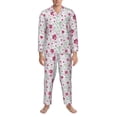 thumbnail image 3 of Fotbe Lilies Flowers Pattern Long Sleeve Pajama Set for Men,Sleepwear Set,2-piece Loungewear Set,Soft PJs Comfy Nightwear with Pockets-X-Large, 3 of 7