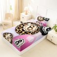thumbnail image 4 of Castle Fairy Billiard Leopard Print Twin Sheets 3pcs, Diamond Pattern Bedding, Pink Black Brown,1 Fitted Sheet, 1 Flat Sheet and 1 Pillowcase, 4 of 6