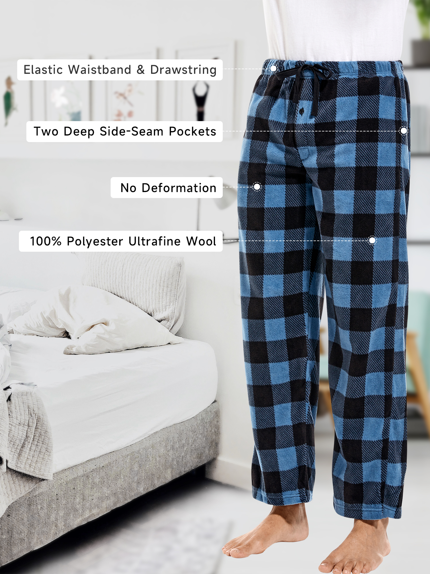 DG Hill Men's Plaid Fleece Pajama Pants, 3-Pack photo 5