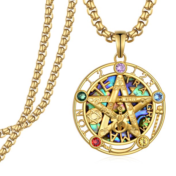 Collar Tiaxiemo Tetragrammaton de plata de ley 925 para hombre