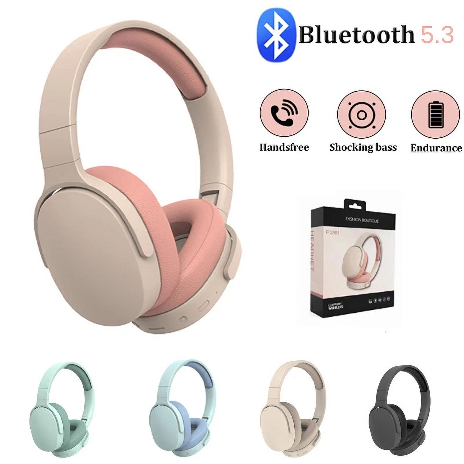 Wireless On-Ear Headphones, Upgraded Bass HiFi Stereo Wireless Headset, Foldable and Wireless Wired Mode, Soundproof On-Ear Headphones with Mic and Volume Control for PS5, PS4, PC, Switch, Mac-Blue