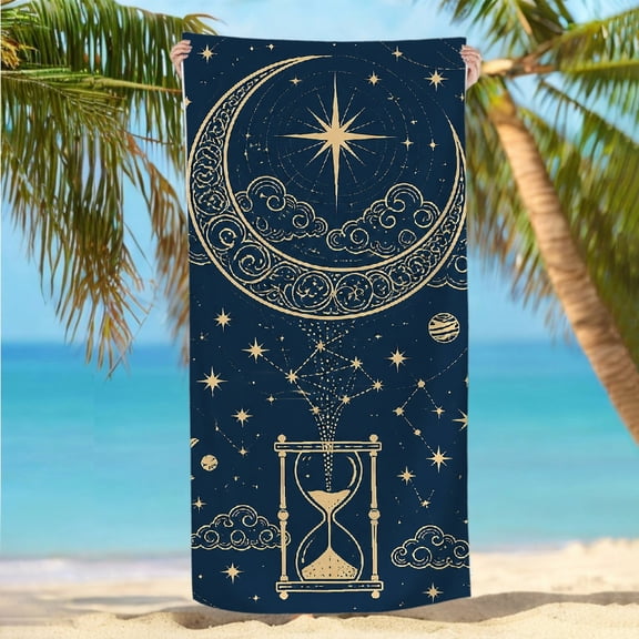 RKSupls 30x60inch Beach Towel Hourglass Under Moon Pouring Stardust Oversized Microfiber Beach Towel - Ultra-Soft Microfiber Machine Washable, Ideal for Bathroom beach yoga