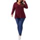 thumbnail image 2 of Blusas de suéter de punto de talla grande para mujeres, de manga larga, cuello en V, con botones, suéter casual de pulóver 3X Burdeos, 2 of 5