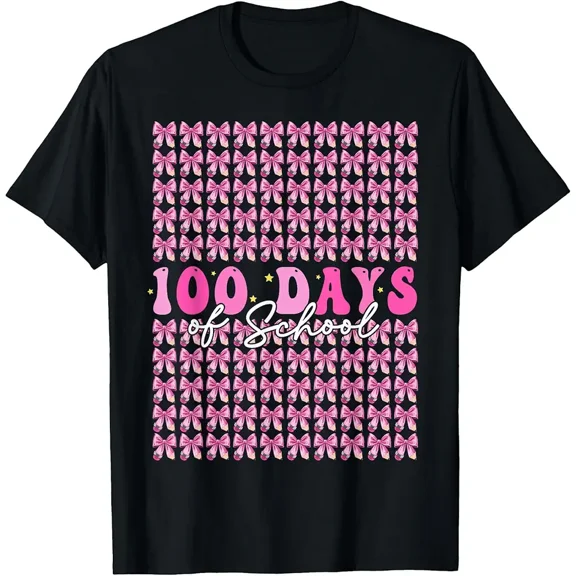 100 Days Of School Coquette Bow 100th Day of School Girls T-Shirt