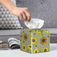 thumbnail image 4 of Kdxio Sage Green With Sunflowers Print Tissue Box Cover,Square Decorative PU Leather Facial Paper Case Organizer Holder Dispenser for Bathroom,Night Stands,Desk,Car 5.2''X5.2''X5.2'', 4 of 6