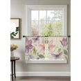 thumbnail image 2 of Pink Flowers Sheer Curtains 2 Panels Set Spring Watercolor Pastoral Linen Texture Lihgt Filtering Rod Pocket Voile Drape, Semi Sheer Window Curtains for Bedroom Living Room, 52"x54", 2 of 5