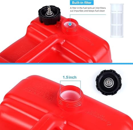 3 Gallon Portable Marine Tank,12 L Tanks Easy-to-Carry Replacement Fueling Tank with Line, I-Shaped Handle for Boats, Kayaks & Outboard Engines