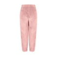 thumbnail image 6 of Solid Color Homewear Pants for Women Long High Waist Jogger Winter Comfort Fannal Pants Pink S, 6 of 7