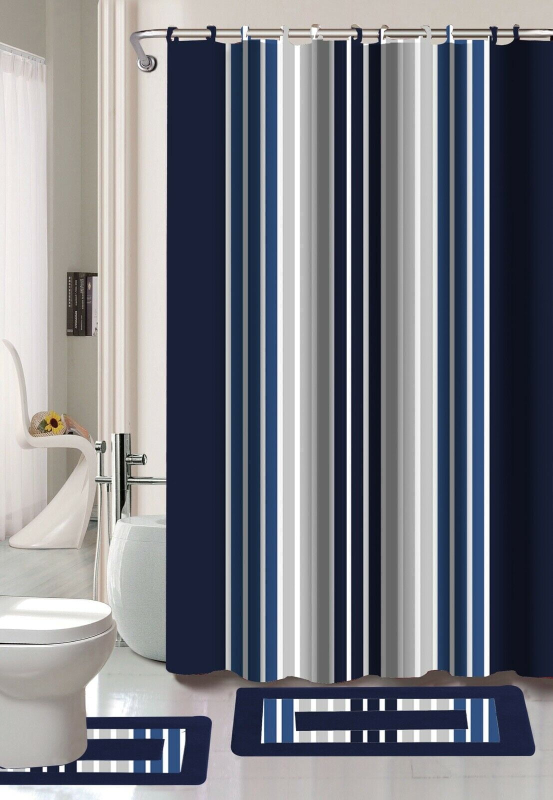 National Flag Lip Tooth Fabric Shower Curtain Set Waterproof Bathroom Set 