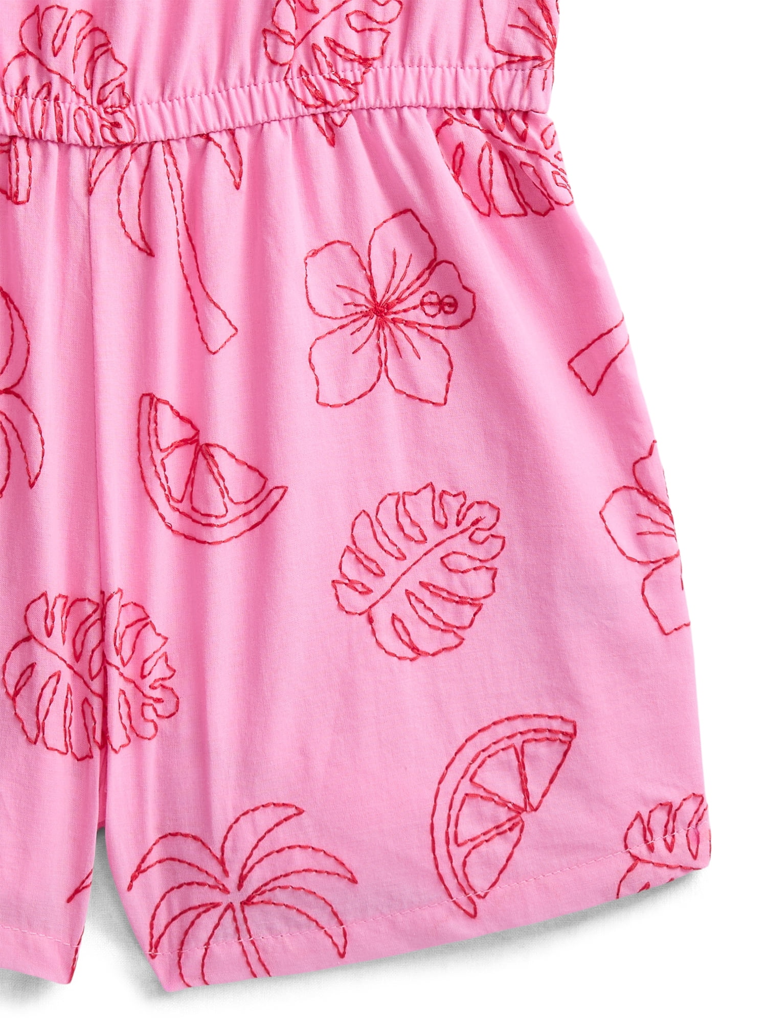 Wonder Nation Toddler Girls Allover Print Cotton Romper with Ruffle Sleeves, Sizes 12M-5T