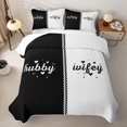 thumbnail image 2 of Erosebridal Romantic Letter Twin Quilt Set for Boys Girls, Heart Print Twin Coverlet Set, Black White, 2 Pieces, 2 of 7