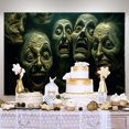thumbnail image 2 of Tapiz para colgar en la pared con espeluznantes caras de zombis para Halloween, 150 x 100 cm, 2 of 2