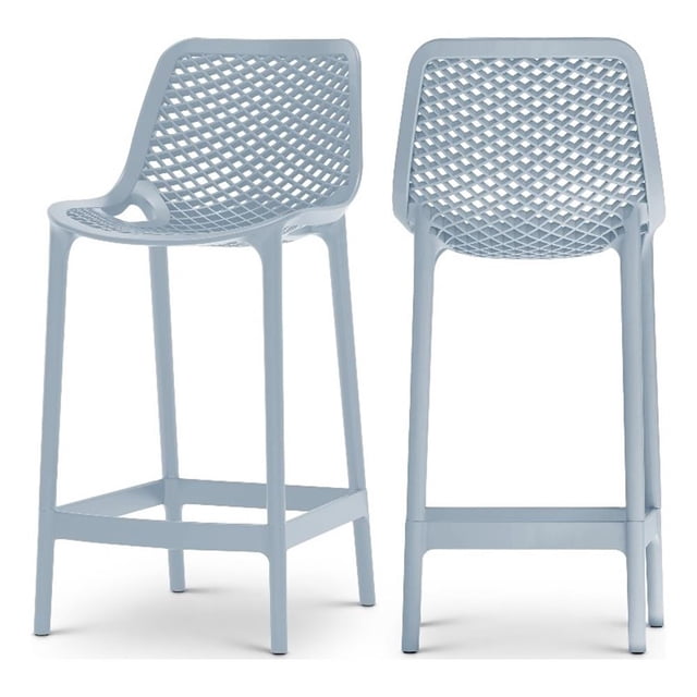 Meridian Furniture Mykonos Tabouret de Patio Extérieur Bleu Ciel (Ensemble de 4)