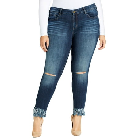 William Rast Womens Plus Denim Lets Roll Wash Skinny Jeans Blue 20W