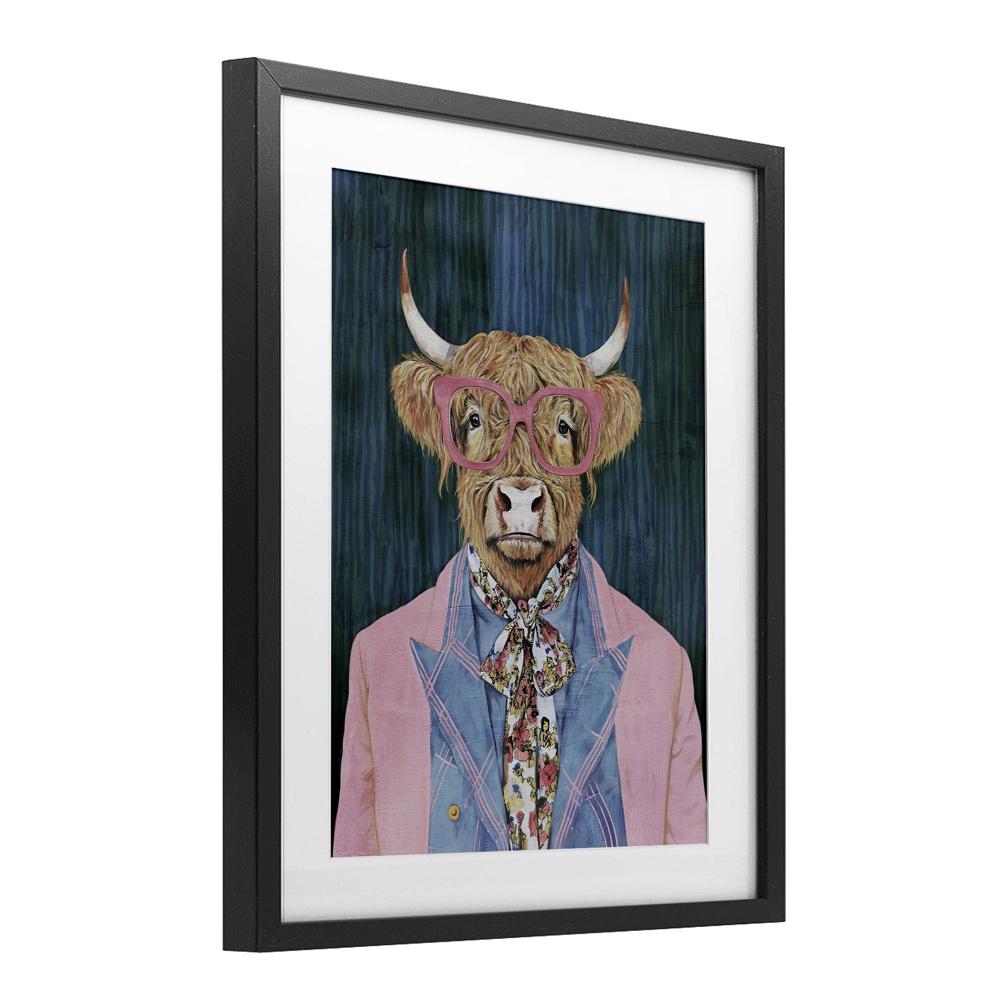 Stupell Industries Gentle Bull Portrait Black Framed Print Under Glass, design by Svetlana Aleynikova