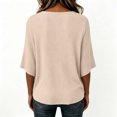 thumbnail image 5 of HongQid Womens Ribbed Knit Top Blouse Round Neck Loose Fit Solid Color 3/4 Sleeve Breathable Tunic Shirts Basic Tops Spring Summer Outfit Clothing Ladies Short Sleeve Tunic Tee, 5 of 6