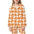 thumbnail image 5 of Gunia Kids Girls' Halloween Pajama Sets 2 Piece Button Up Long Sleeve Tops With Pants Nightwear Pjs Jammies Orange 9-10 Years, 5 of 5