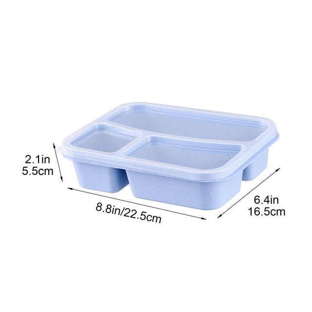 MORESEC Boîte à Lunch Compartimentée Compatible Micro-Ondes avec Couvercle, Contenant Bento à 3 Compartiments pour Préparation de Repas Salade Fruits et Collations, Contenant de Rangement Alimentaire en Plastique Portable pour l'École le Travail le Bureau le Pique-Nique