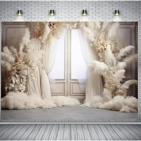 Bohemian Pampas Grass Art Photography Backdrops Arch Window Adult Children Birthday Wedding Maternity Decorative Backdrops Photo Shoots Props