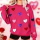 thumbnail image 1 of TaTaai Women's Oversized Crew Neck Heart Print Long-Sleeve Sweatshirt, Valentine's Day Thanksgiving Gift, Casual Fall Winter Spring Top Gift, 1 of 8