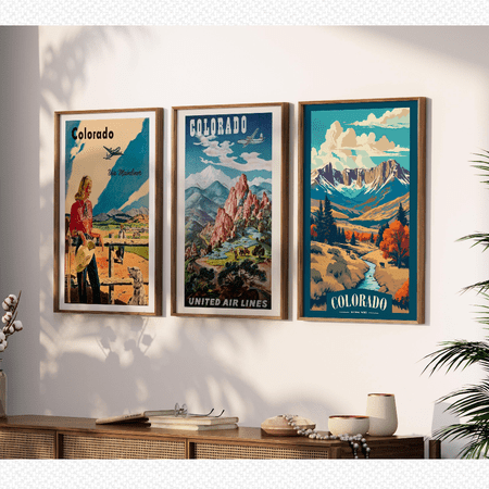 Colorado National Park Vintage Travel Landscape Poster Set 3 Prints Set 3 , Poster Only