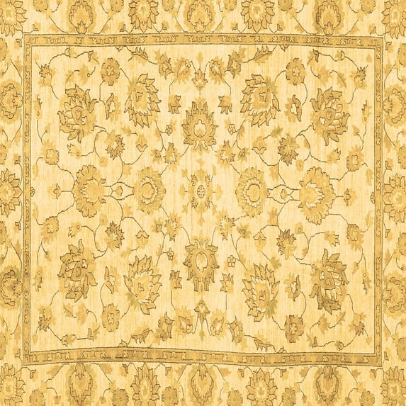 Ahgly Company Machine Washable Indoor Square Oriental Brown Traditional Area Rugs, 7' Square
