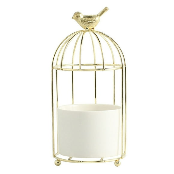 Maceta de cerámica para plantas suculentas, diseño de jaula de pájaros, maceta de hierro