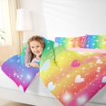 thumbnail image 3 of Manfei Rainbow Love Heart Twin Comforter Sets, Stripe Sparkle Bedding Set, Yellow Blue, Pink Reversible, 2 Pieces, 1 Comforter and 1 Pillowcase, 3 of 7