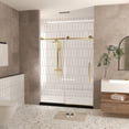 thumbnail image 4 of 44-48" W x 76" H Frameless Shower Door, 1/4" Tempered Glass, Brushed Gold, 4 of 14