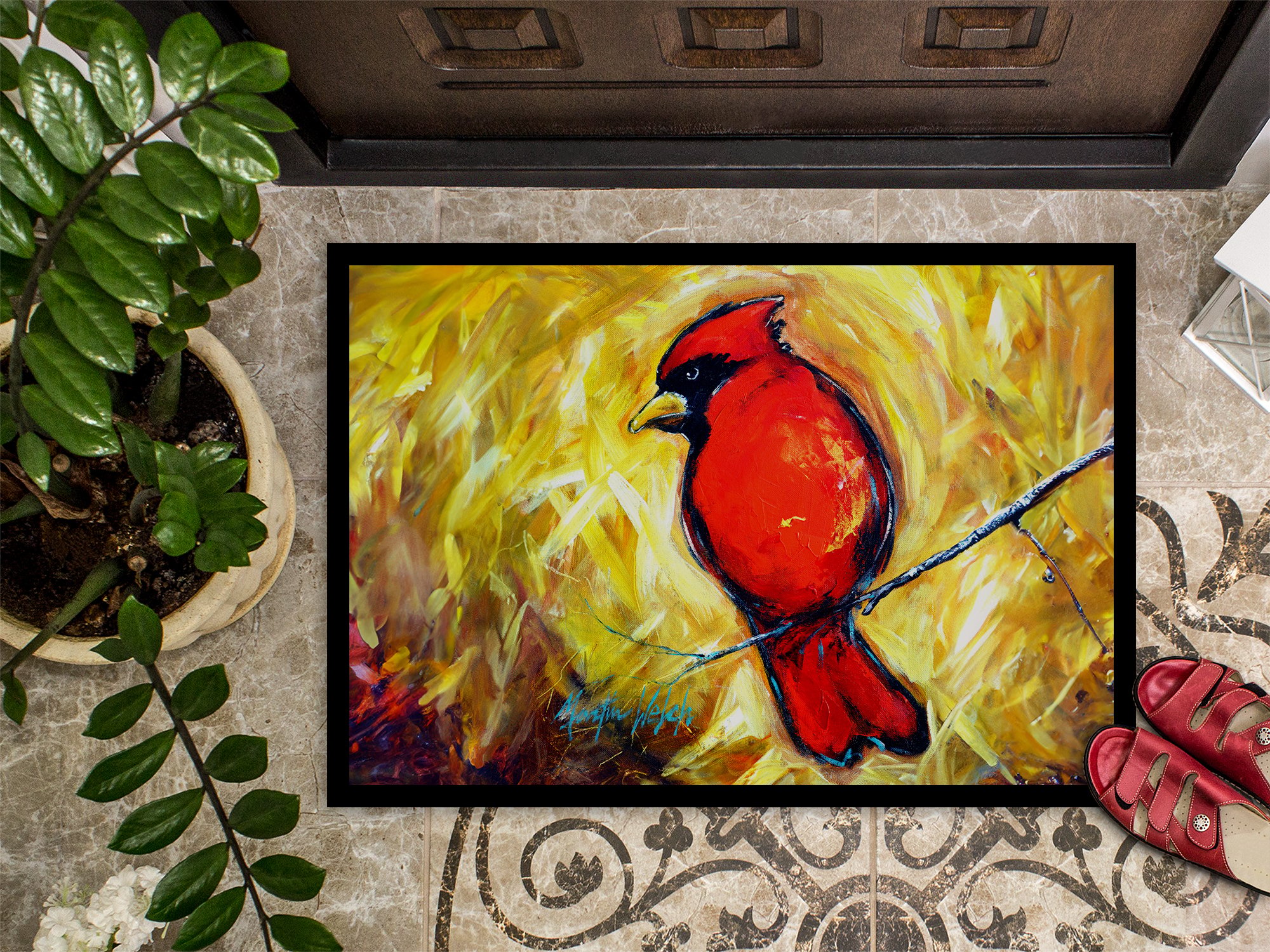 Carolines Treasures MW2124MAT 18 x 27 in. Sha Red Baba Bird Doormat
