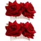 thumbnail image 1 of Paquete de 2 pinzas para el pelo con flor de rosa para mujer, accesorios para el cabello con flor de rosa, pinza para el pelo para boda, bailarina flamenca (rojo), 1 of 5