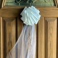 thumbnail image 2 of Assembled White Wedding Pew Bows - 8" Wide, Set of 4, Tulle Tails, Extra Wide Ribbon, Reception, Aisle Decor, Bridal Shower, Anniversary, 2 of 9