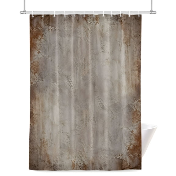 Abstract Grunge Shower Curtain, Ivory Mottled Border Concrete Texture Industrial Waterproof Shower Curtain Set with 12 Hooks Lightweight Bath Curtains Fabric Bathroom Decor 72x72 Inches