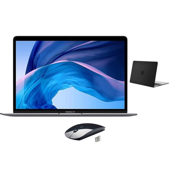 Restored Apple MacBook Air 13.3 8GB RAM 128GB SSD Space Gray Bundle, Includes Protective Case, Wireless Mouse, and Charger
