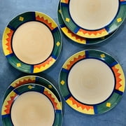 Boho Fiesta Ceramic Dinner Plates Set Of 6 | Hand Painted Full Ceramic Plates For Dinner | 10 Inches, 6 Pieces, Microwave Safe & Dishwasher Safe
