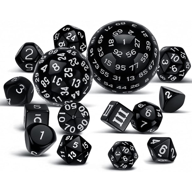 Juego Completo de Dados PoliéDricos DND de 15 Piezas, Juego de Dados EsféRicos de D3-D100, Juego de Dados de 100 Lados para Juegos de Mesa Juego de Rol